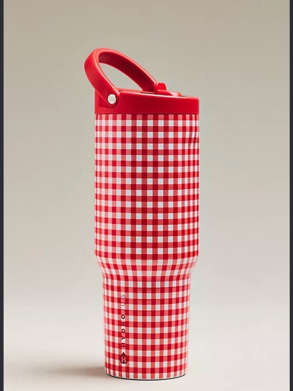 HydroJug 32 oz Flip Straw Sport Bottle Red Gingham Checkered Tumbler